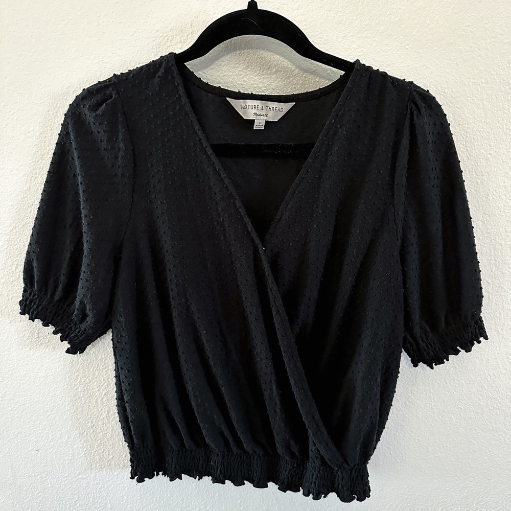 Madewell Texture and Thread Black Wrap Top